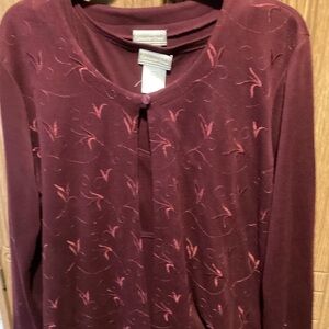 Coldwater Creek Red Long Sleeve Blouse